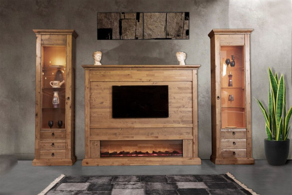 Wohnwand TV-Wand Holz Stil Wohnzimmer Möbel Schrank Wohnwände Luxus Möbel