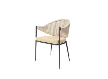 Beiger Stuhl Einsitzer Polstermöbel Esszimmer Stühle Edelstahlelemente