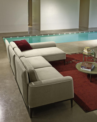 Ecksofa Moderne Design Grau Sofas Stoff L-Form Couch Wohnzimmer Sofa PRIANERA