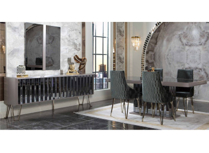 Designer Beige Esszimmer Garnitur Essgruppe Esstisch 4x Stühle 7tlg neu