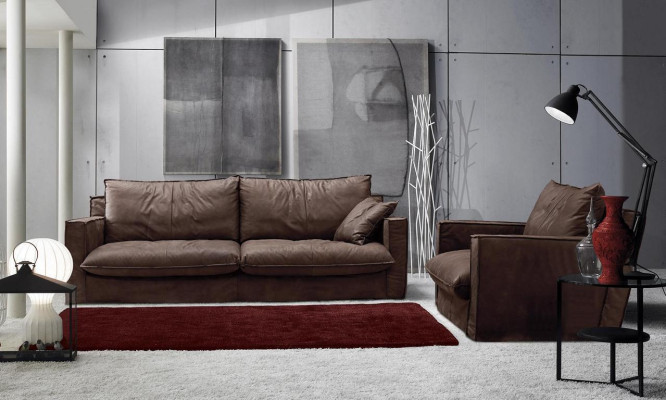 Sofagarnitur 3+1 Sitzer Luxus Garnitur Set Sofas Sessel Leder Sofa Wohnzimmer