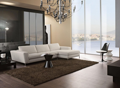 Textil Luxus Ecksofa L-form Polster Modern Weiß Sitz Möbel Wohnzimmer Eck Neu