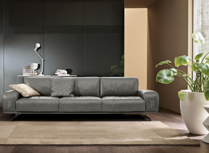 Sofa 3 Sitz Luxus Möbel Wohnzimmer Leder Couch Dreisitzer Grau Design Prianera