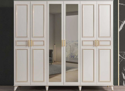 Weißer Kleiderschrank Glasschrank Schlafzimmer Designer Holz Möbel Neu