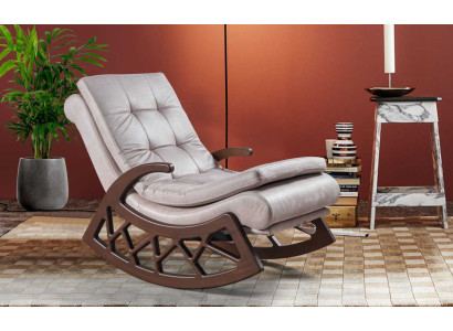 Moderner Holz Schaukelstuhl Edle Wohnzimmer Relax Möbel Holzgestell Neu