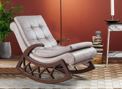 Moderner Holz Schaukelstuhl Edle Wohnzimmer Relax Möbel Holzgestell Neu