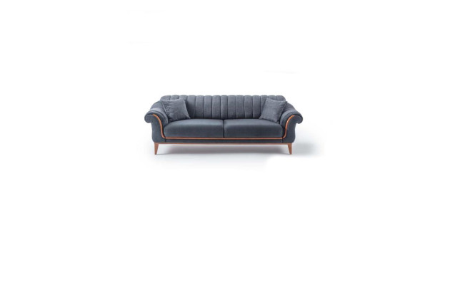 Grauer Stilvoller Dreisitzer Modernes Sofa Wohnzimmer Polster Couch Neu