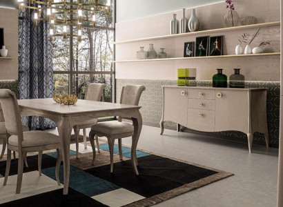 Klassische Esszimmer Garnitur Tisch Stuhl Set kommode Essgarnitur Stühle 6tlg