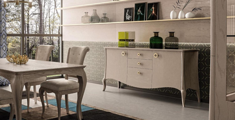 Klassische Esszimmer Garnitur Tisch Stuhl Set kommode Essgarnitur Stühle 6tlg