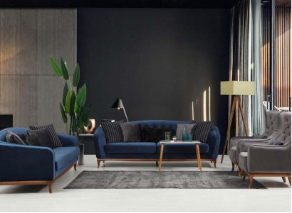 Chesterfield Garnitur Sofagarnitur Luxus Sofa 4+3+1 Sitzer Gruppe Stoff