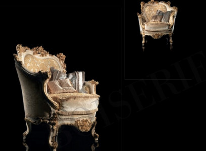 Sessel Bibliothek Lese Stuhl Ohrensessel Sofa Polster Italienische Möbel Luxus