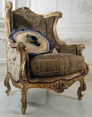 Sessel Bibliothek Stuhl Ohrensessel Polster Italienische Möbel Luxus Stühle Neu