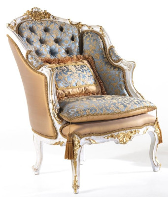 Sessel Bibliothek Lese Stuhl Ohrensessel Sofa Polster Italienische Möbel Luxus