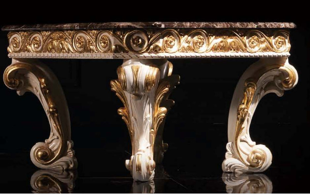 Couchtisch mit Marmor Rund Tisch antike Beistelltisch Barock Rokoko Italienische