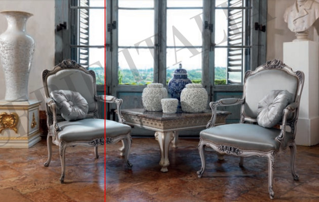 Klassischer Sessel Barock Rokoko Lehnstuhl Italienische Möbel Holz Einsitzer Neu