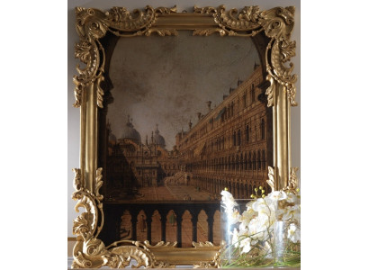 Spiegel mit geschnitztem Rahmen Gold Barock Rokoko Italienische Wandspiegel Neu