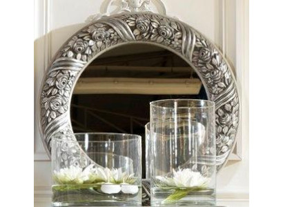 Wandspiegel Spiegel Rund Spieglein Silber Barock Rokoko Möbel Italien Holz