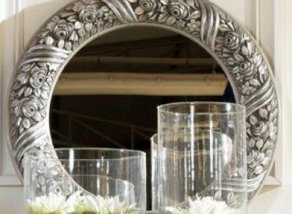 Wandspiegel Spiegel Rund Spieglein Silber Barock Rokoko Möbel Italien Holz