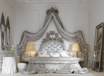 Chesterfield Bett Silber Luxus Schlafzimmer Betten Italienische Möbel Design Neu