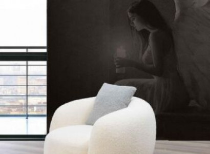 Moderner Rundsessel Beige Lounge Möbel Club Einrichtung Design Sessel