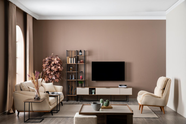 Wohnwand Wohnzimmer Möbel TV Ständer Bücherregal 240cm Holz Wohnwände