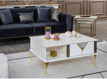 Couchtisch Wohnzimmer Holz Design Luxus Möbel neu weiß Stil Modern