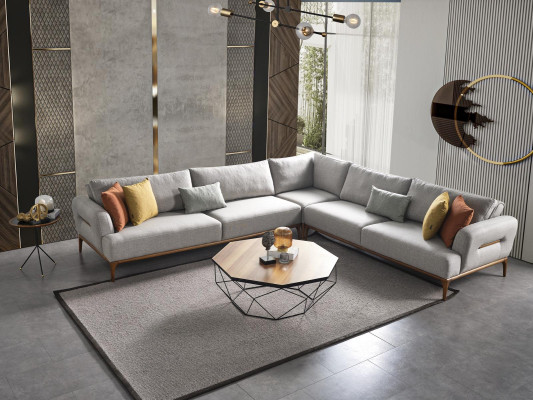 Ecksofa L Form Couch Wohnzimmer Polster Design neu grau Modern