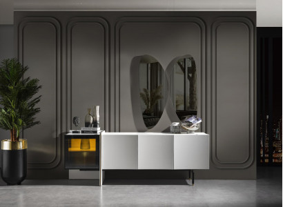 Modern Wohnzimmer Anrichte Spiegel Holz Möbel Luxus Stil Modern 2tlg neu