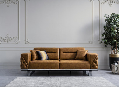 Sofa 3 Sitzer Wohnzimmer Design Möbel Stil Modern Neu braun Luxus