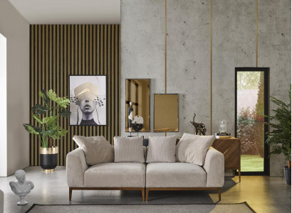 Sofa 3 Sitzer weiß Stoff Wohnzimmer Luxus Möbel Couch Neu Modern