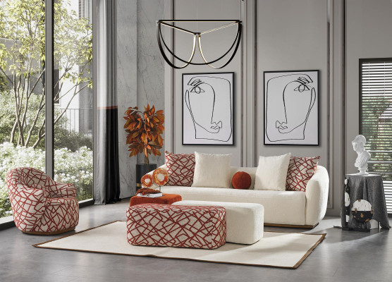 Sessel Design Luxus Couch Polster Wohnzimmer Holz mit Textil Einsitzer