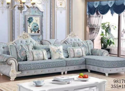 Ecksofa L-Form Textil Luxus Sofa Wohnlandschaft Blau Couchen Möbel