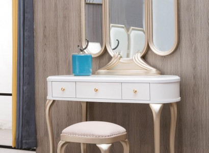 Schminktisch mit Spiegel Luxus Konsole Kommode Hocker Komplett Set