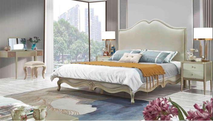 Klassisches Schlafzimmer Set Bett + 2x Nachttisch Barock Rokoko Betten