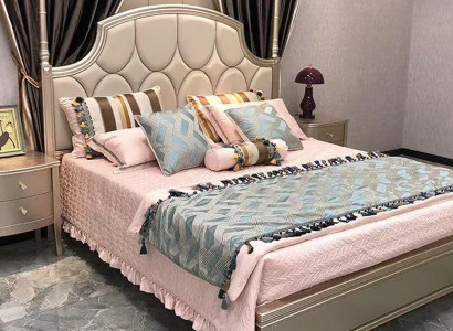 Doppelbett Bett Luxus Betten Holz Bettgestelle Bettrahmen Beige Design