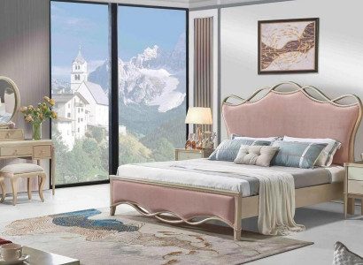 Design Schlafzimmer Bett Luxus Betten Leder Rosa Doppel Polster Möbel Textil Neu