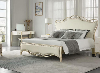 Design Bett Schlafzimmer Betten Textil Luxus Polster Sitz Stoff Beige Möbel Neu