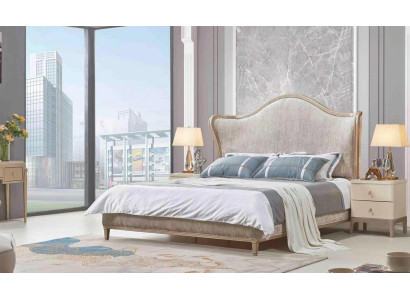 Luxus Modern Bett 2x Nachttische Betten Holz Bettgestell Schlafzimmer Silber Neu