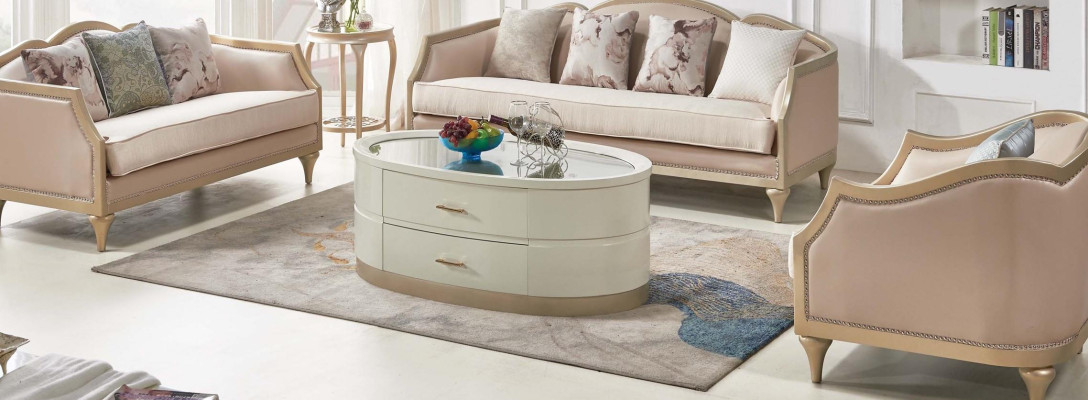 Creme Couchtisch Ovaler Wohnzimmer Tisch Glastisch Couchtische Möbel