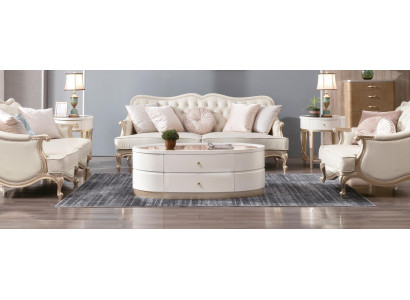 Couchtisch mit Schubladen Ovaler Tisch Wohnzimmer Holz Couchtische