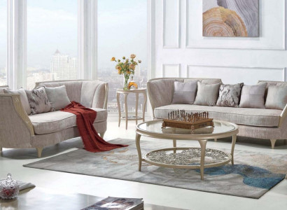 Exklusive Beige Sofagarnitur 3+2 Sitzer Designer 2tlg. Set Textilcouchen