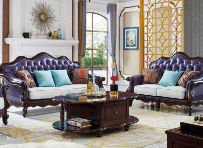 Ledersofa Chesterfield Lila Couch Klassische Sofagarnitur Couchen Set