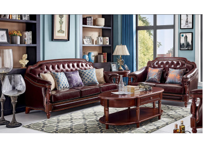 Luxus Sofagarnitur 3+2 Sitzer Ledersofa Couch Polstergarnitur Set