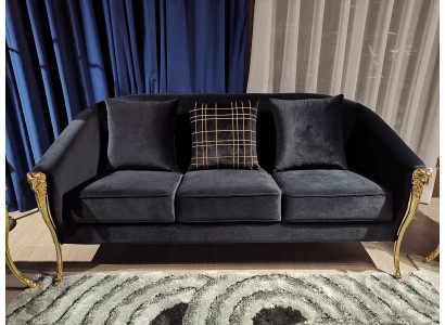 Dreisitzer Couch Polster Möbel Samt Luxus Einrichtung Stoff Couchen