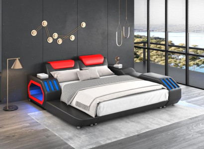 Luxus Led Betten Beleuchtetes Schlafzimmer Bett Lederbett 180x200 Möbel