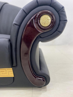 Braune Sofagarnitur Chesterfield Leder Sofa Couch Gruppe 3+2+1 Set