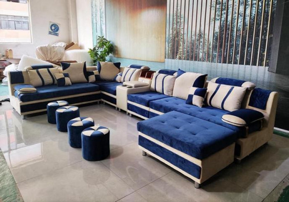 Sofa U-Form Braun Polsterstoff Zum Relaxen im Wohnzimmer Weichen Kissen