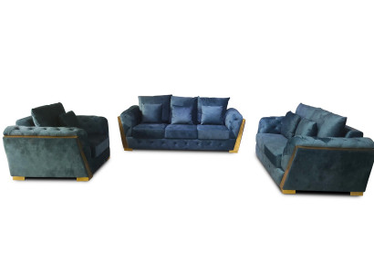 Sofagarnitur Chesterfield Couch Set 3+2+1 Möbel Stoff Sofa Couchen 3tlg.