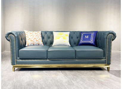 Chesterfield Sofa Couch Möbel Dreisitzer Couchen Textil Edelstahl Gestell