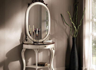 Klassischer Spiegel Schminktisch Konsole Tisch weiß holz Schlafzimmer Möbel 2tlg